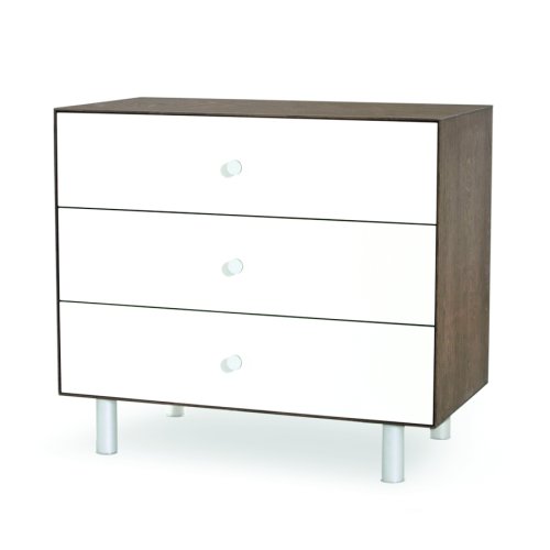 Commode Merlin Classic 3 tiroirs - Blanc/Noyer
